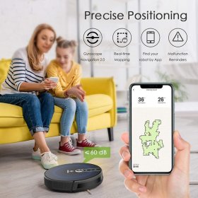 MOOSOO RT40 Robot Vacuum Wi-Fi Connected 2200Pa Suction Quiet Super Thin Robotic Vacuum Cleaner Works with Alexa Ideal for Pet Hair Carpets Hard Floors