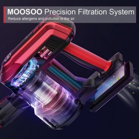MOOSOO Cordless Vacuum 4-in-1 Stick Vacuum Cleaner for Hard Floor Carpet Pet Car - More Accessories