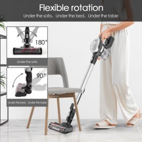 Moosoo Lightweight Stick Vacuum Cleaner 25kpa Cordless Vacuum for Pet Hair Carpet Hard Floor Black