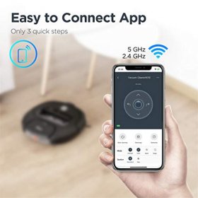 Eureka Groove Robot Vacuum Cleaner Wi-Fi Connected App Alexa & Remote Controls Self-Charging NER300 Black
