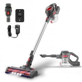 MOOSOO Cordless Stick Vacuum Cleaner 4 in 1 Design Code-free Handheld Vacuums Red