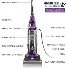 MOOSOO Upright Vacuum Cleaner Vacuum for Pet Hair Carpet Hard Floor