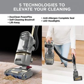 Shark LA502 Rotator Lift-Away ADV DuoClean PowerFins Upright Vacuum with Self-Cleaning Brushroll Powerful Pet Hair Pickup and HEPA Filter 0.89 Quart Dust Cup Capacity Silver