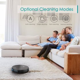 MOOSOO 1800Pa Strong Suction Robotic Vacuum Cleaner Wi-Fi Connectivity Works With Alexa Self-Charging Robot Vacuum Cleaner Multiple Cleaning Modes Best for Pet Hairs Hard Floor & Carpet-MT501