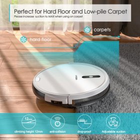 Robot Vacuum APOSEN Robotic Vacuum Cleaner Self-Charging 2.7" Ultra Slim and Quiet with Multiple Cleaning Modes Ideal for Pet Hair Hard Floors and Carpets A450