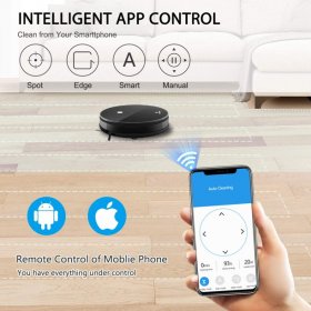 Wi-Fi Robot Vacuum Cleaner Smart Life App Control Self-Charging Robotic Vacuum Black