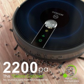 MOOSOO RT40 Robot Vacuum Wi-Fi Connected 2200Pa Suction Quiet Super Thin Robotic Vacuum Cleaner Works with Alexa Ideal for Pet Hair Carpets Hard Floors