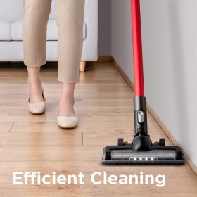 EUREKA RapidClean Pro Lightweight Cordless Vacuum Cleaner High Efficiency Powerful Digital Motor LED Headlights Convenient Stick and Handheld Vac Basic Red