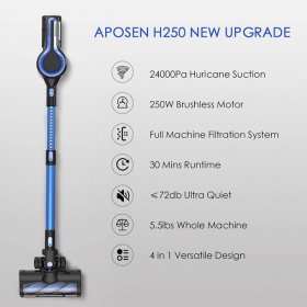Aposen 4 in 1 Stick Vacuum Cleaner Cordless Vacuum with 24Kpa Power Suction Blue