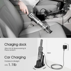 MOOSOO Pro Handheld Vacuum Cordless 12KPa 1.1LB Lightweight Hand Vacuum Cleaner with Upgraded Brushless Motor & Single Touch Empty Car Vacuum Cordless with Car Charger