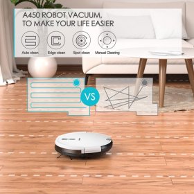 Robot Vacuum APOSEN Robotic Vacuum Cleaner Self-Charging 2.7" Ultra Slim and Quiet with Multiple Cleaning Modes Ideal for Pet Hair Hard Floors and Carpets A450