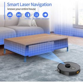 MOOSOO R4 Robot Vacuum with Lidar Navigation Auto-Charging Laser Robotic Vacuum Cleaner with 360SLAM Mapping,Works with Alexa App,Best for Hard Floor Carpets Pet Hair