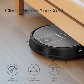 APOSEN Robot Vacuum Cleaner With Mapping Technology ,2100Pa Strong Suction Super Thin Quiet Automatic Smart WIFI Robotic Vacuum Cleaner ,Work With Alexa,Ideal For Pet Hair,Hard Floor and Carpet-A710