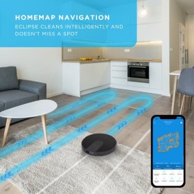 iHome AutoVac Eclipse G 2-in-1 Robot Vacuum and Mop with Homemap Navigation Ultra Strong Suction Power Wi-Fi App Connectivity
