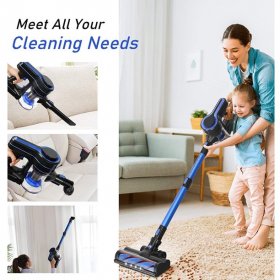 Cheflaud 4 in 1 Cordless Vacuum Cleaner,24KPa Powerful Suction 250W Brushless Motor Stick Vacuum for Home Hard Floor Carpet Car Pet H250 Blue