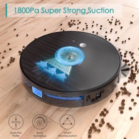 Robot Vacuum MOOSOO Robotic Vacuum Cleaner Wi-Fi Connectivity 1800Pa Suction Self-Charging Multiple Cleaning Modes Best for Pet Hairs Hard Floor & Medium Carpet-MT501