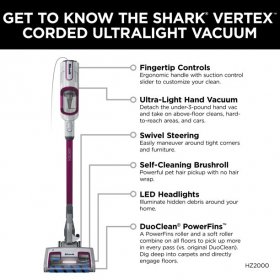 Shark Vertex UltraLight DuoClean PowerFins Corded Stick Vacuum with Self-Cleaning Brushroll HZ2000